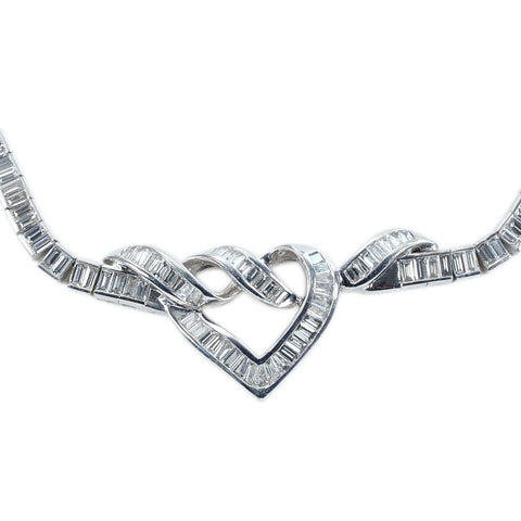 【中古】PT900 DIAMOND NECKLACE ダイヤモンド ハートモチーフ フルエタニティネックレスD22.29ct 58.9g