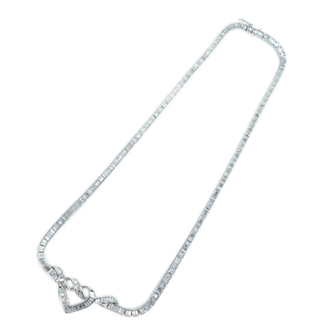 【中古】PT900 DIAMOND NECKLACE ダイヤモンド ハートモチーフ フルエタニティネックレスD22.29ct 58.9g