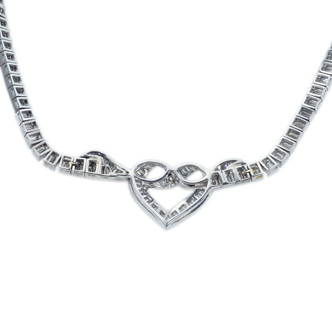 【中古】PT900 DIAMOND NECKLACE ダイヤモンド ハートモチーフ フルエタニティネックレスD22.29ct 58.9g
