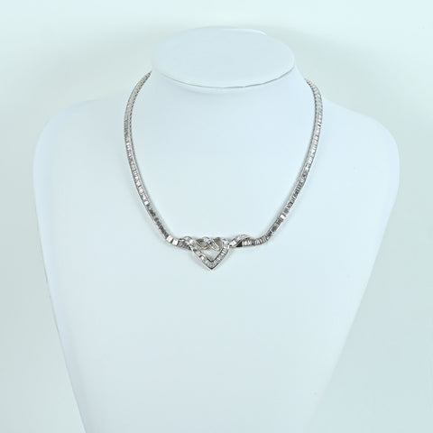 【中古】PT900 DIAMOND NECKLACE ダイヤモンド ハートモチーフ フルエタニティネックレスD22.29ct 58.9g