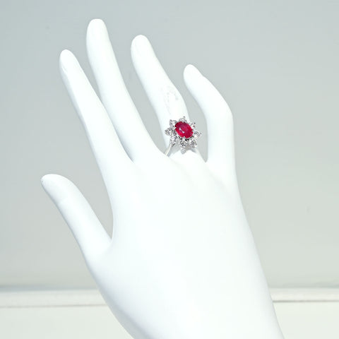 【中古】K18WG NO HEAT RUBY RING モザンビーク産非加熱ルビーリング R2.04ct D1.50ct GRS (type Pigeon Blood) 鑑別書 4.9g #14
