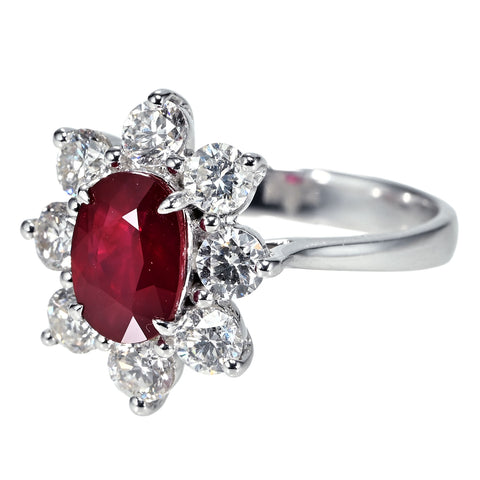【中古】K18WG NO HEAT RUBY RING モザンビーク産非加熱ルビーリング R2.04ct D1.50ct GRS (type Pigeon Blood) 鑑別書 4.9g #14