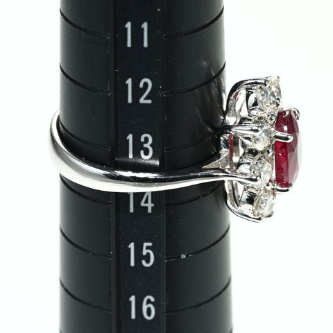 【中古】K18WG NO HEAT RUBY RING モザンビーク産非加熱ルビーリング R2.04ct D1.50ct GRS (type Pigeon Blood) 鑑別書 4.9g #14