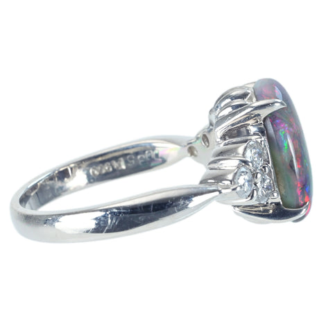 【中古】PT900 BLACK OPAL ブラックオパールリング BO2.452ct D0.35ct GRJソーティング 6.8g #11