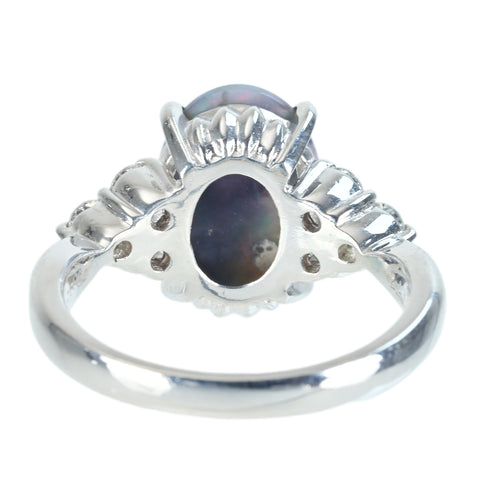 【中古】PT900 BLACK OPAL ブラックオパールリング BO2.452ct D0.35ct GRJソーティング 6.8g #11