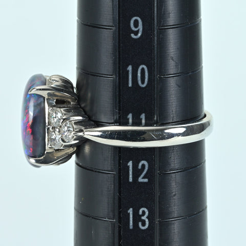 【中古】PT900 BLACK OPAL ブラックオパールリング BO2.452ct D0.35ct GRJソーティング 6.8g #11