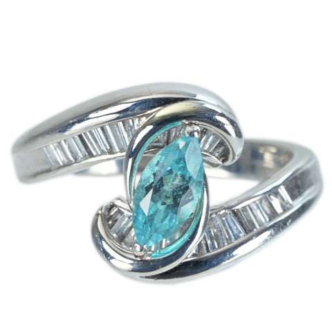 【中古】PT900 PARAIBA TOURMALINE RING ブラジル産 パライバトルマリンリング PT0.509ct D0.67ct CGL鑑別書/分析報告書 9.1g #11