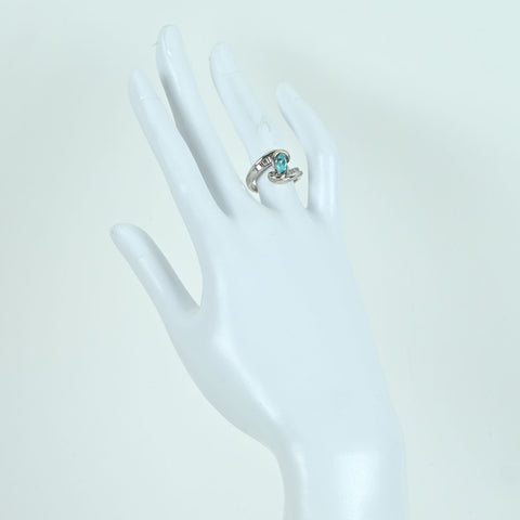 【中古】PT900 PARAIBA TOURMALINE RING ブラジル産 パライバトルマリンリング PT0.509ct D0.67ct CGL鑑別書/分析報告書 9.1g #11