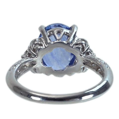 【中古】PT900 SAPPHIRE非加熱サファイアリング S4.18ct D0.60ct ソーティング 6.2g #13