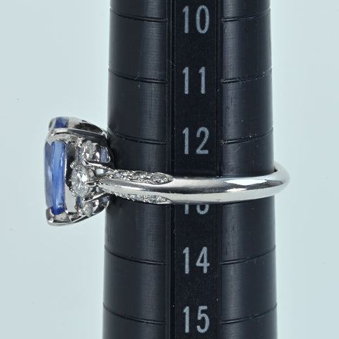 【中古】PT900 SAPPHIRE非加熱サファイアリング S4.18ct D0.60ct ソーティング 6.2g #13