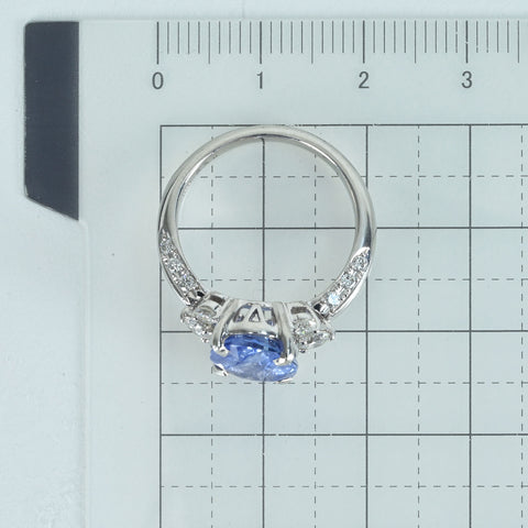 【中古】PT900 SAPPHIRE非加熱サファイアリング S4.18ct D0.60ct ソーティング 6.2g #13