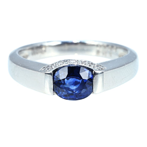 【中古】PT900 SAPPHIRE RING サファイアリング S1.07ct D0.10ct 5.3g #12