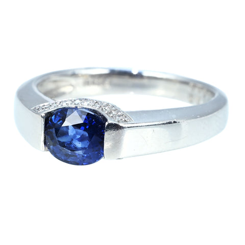 【中古】PT900 SAPPHIRE RING サファイアリング S1.07ct D0.10ct 5.3g #12