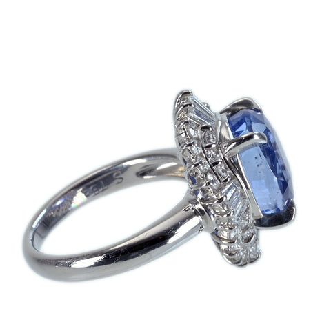 【中古】PT900 NO HEAT SAPPHIRE RING スリランカ産 非加熱サファイアリング S7.83ct D0.93ct GIA鑑別書 9.8g ＃9