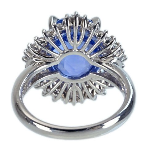 【中古】PT900 NO HEAT SAPPHIRE RING スリランカ産 非加熱サファイアリング S7.83ct D0.93ct GIA鑑別書 9.8g ＃9