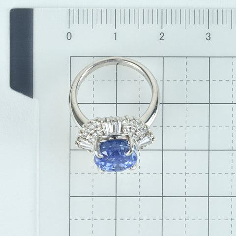 【中古】PT900 NO HEAT SAPPHIRE RING スリランカ産 非加熱サファイアリング S7.83ct D0.93ct GIA鑑別書 9.8g ＃9