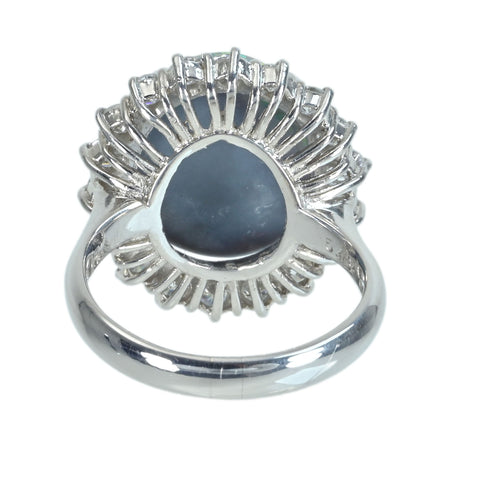 [Pre-owned] PT900 BLACK OPAL Black Opal Ring, BO 5.43ct, D 1.17ct, 10.4g, #14.5 