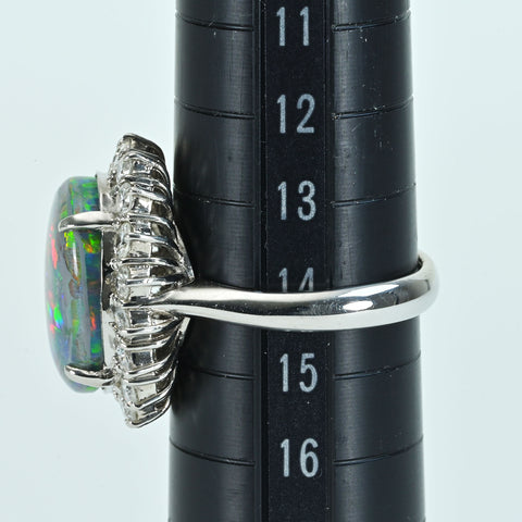 [Pre-owned] PT900 BLACK OPAL Black Opal Ring, BO 5.43ct, D 1.17ct, 10.4g, #14.5 