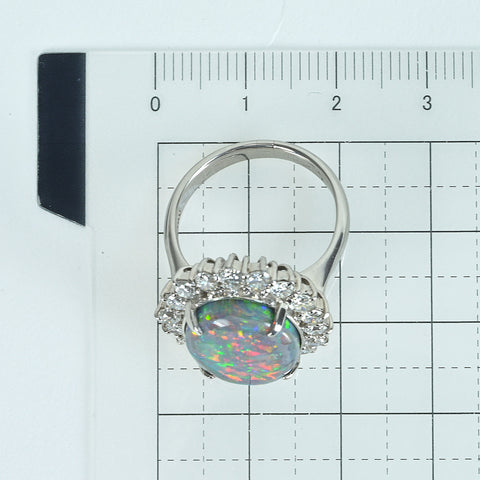 [Pre-owned] PT900 BLACK OPAL Black Opal Ring, BO 5.43ct, D 1.17ct, 10.4g, #14.5 