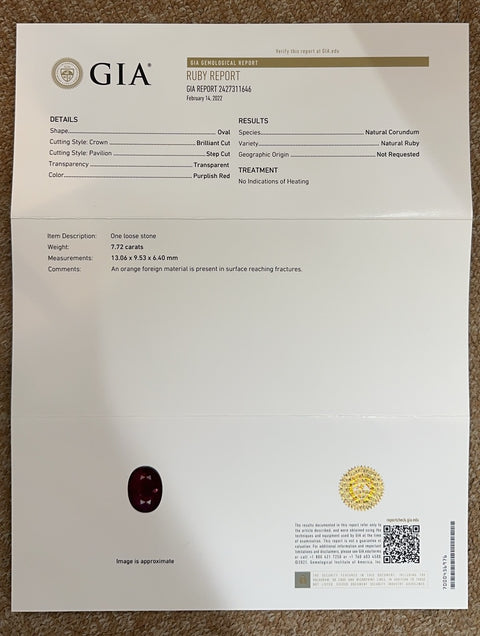 【中古】PT900 NO HEAT RUBY RING 非加熱ルビーリング R7.72ct D2.13ct GIA鑑別書 15.7g #16