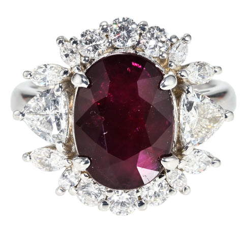 【中古】PT900 NO HEAT RUBY RING 非加熱ルビーリング R7.72ct D2.13ct GIA鑑別書 15.7g #16