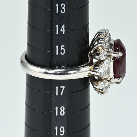 【中古】PT900 NO HEAT RUBY RING 非加熱ルビーリング R7.72ct D2.13ct GIA鑑別書 15.7g #16
