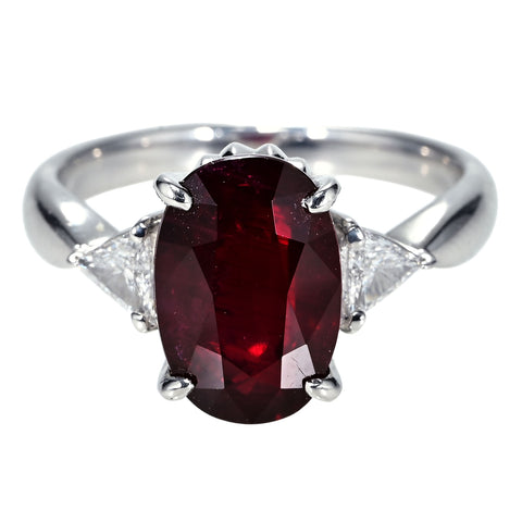 【中古】PT900 NO HEAT RUBY RING 非加熱ルビーリング R4.03ct D0.207ct GIA鑑別書 6.8g #13