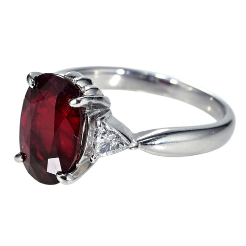 【中古】PT900 NO HEAT RUBY RING 非加熱ルビーリング R4.03ct D0.207ct GIA鑑別書 6.8g #13