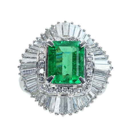 【中古】PT900 EMERALD RING エメラルドリング E2.30ct D1.95ct 12.8g #12.5