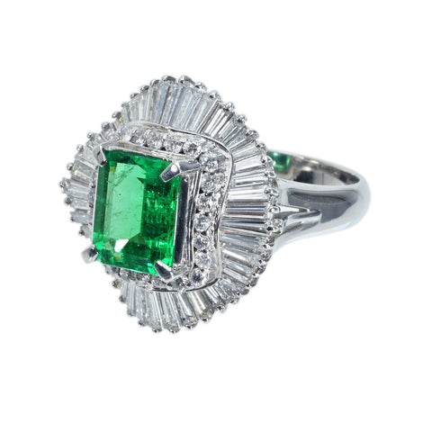 【中古】PT900 EMERALD RING エメラルドリング E2.30ct D1.95ct 12.8g #12.5