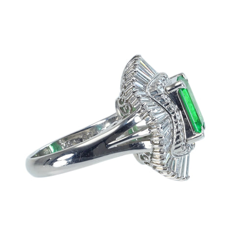 【中古】PT900 EMERALD RING エメラルドリング E2.30ct D1.95ct 12.8g #12.5