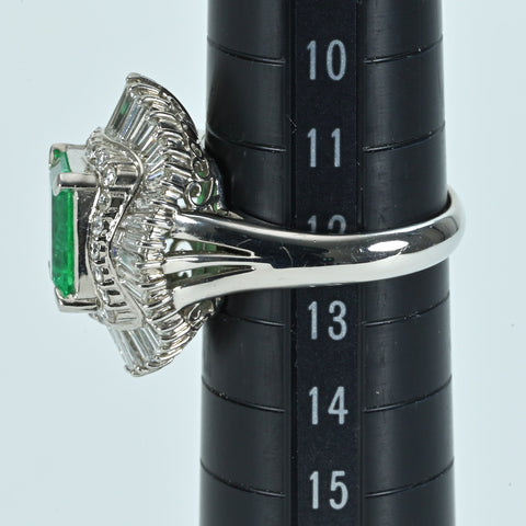 【中古】PT900 EMERALD RING エメラルドリング E2.30ct D1.95ct 12.8g #12.5