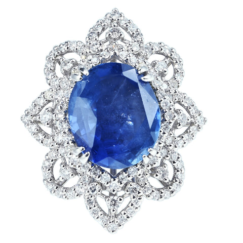 【中古】 PT950 NO-HEAT SAPPHIRE RING スリランカ産非加熱サファイアリング S11.72ct D1.94ct GIA鑑別書 18.4g #9.5