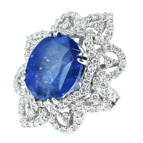 【中古】 PT950 NO-HEAT SAPPHIRE RING スリランカ産非加熱サファイアリング S11.72ct D1.94ct GIA鑑別書 18.4g #9.5