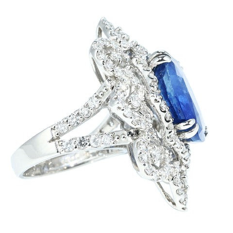 【中古】 PT950 NO-HEAT SAPPHIRE RING スリランカ産非加熱サファイアリング S11.72ct D1.94ct GIA鑑別書 18.4g #9.5