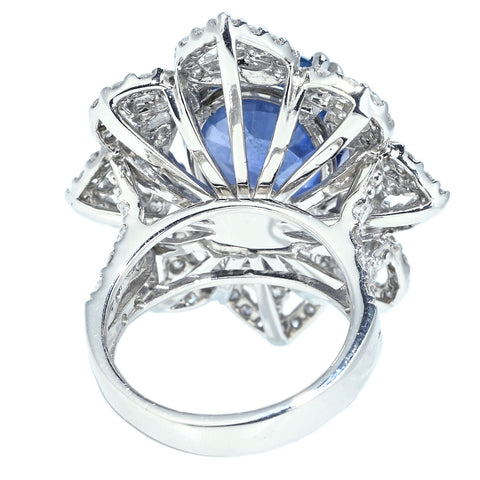 【中古】 PT950 NO-HEAT SAPPHIRE RING スリランカ産非加熱サファイアリング S11.72ct D1.94ct GIA鑑別書 18.4g #9.5