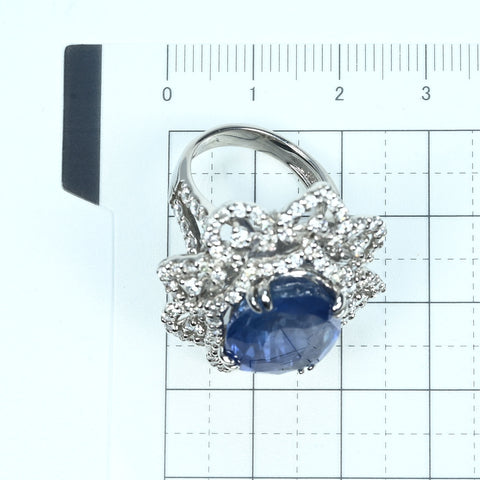 【中古】 PT950 NO-HEAT SAPPHIRE RING スリランカ産非加熱サファイアリング S11.72ct D1.94ct GIA鑑別書 18.4g #9.5