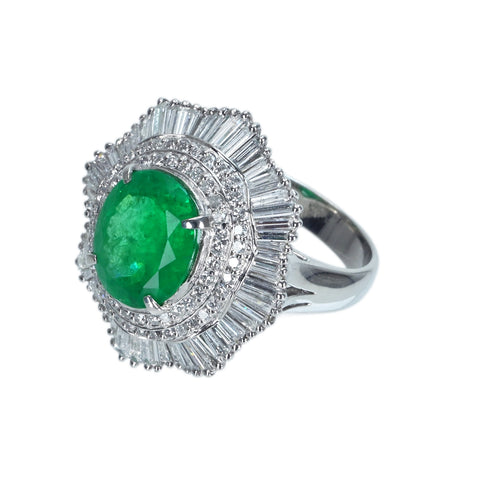 【中古】PT900 EMERALD RING エメラルドリング E3.648ct D3.53ct 12g #11