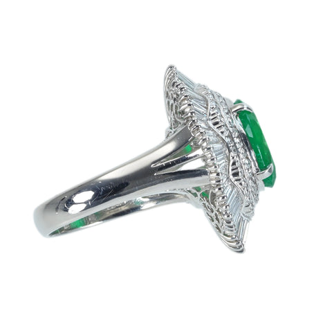 【中古】PT900 EMERALD RING エメラルドリング E3.648ct D3.53ct 12g #11