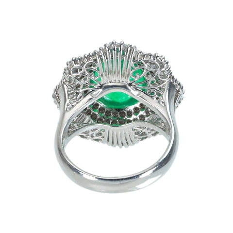【中古】PT900 EMERALD RING エメラルドリング E3.648ct D3.53ct 12g #11