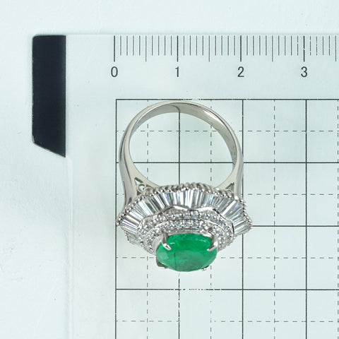 【中古】PT900 EMERALD RING エメラルドリング E3.648ct D3.53ct 12g #11