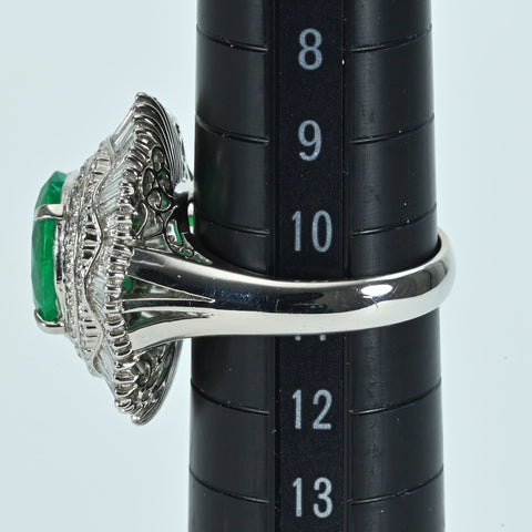 【中古】PT900 EMERALD RING エメラルドリング E3.648ct D3.53ct 12g #11