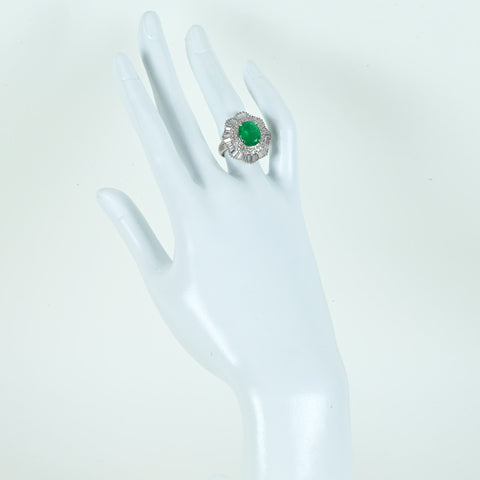 【中古】PT900 EMERALD RING エメラルドリング E3.648ct D3.53ct 12g #11