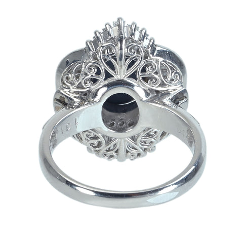 【中古】PT900 BLACK OPAL ブラックオパールリング BO1.61ct D1.44ct ソーティング付き 12.1g #12