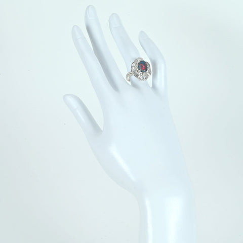 【中古】PT900 BLACK OPAL ブラックオパールリング BO1.61ct D1.44ct ソーティング付き 12.1g #12