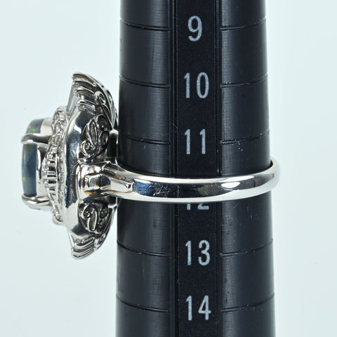 【中古】PT900 BLACK OPAL ブラックオパールリング BO1.61ct D1.44ct ソーティング付き 12.1g #12