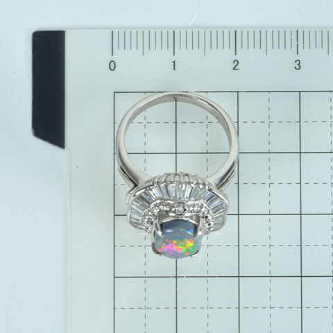 【中古】PT900 BLACK OPAL ブラックオパールリング BO1.61ct D1.44ct ソーティング付き 12.1g #12