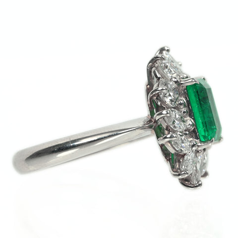 【中古】Pt900 EMERALD エメラルド リング E1.59ct D1.39ct 7.9g コロンビアムゾー鉱山産 GRS鑑別書付き