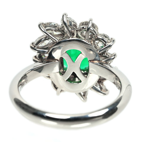 【中古】Pt900 EMERALD エメラルド リング E1.59ct D1.39ct 7.9g コロンビアムゾー鉱山産 GRS鑑別書付き
