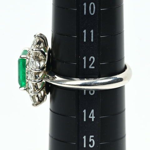 【中古】Pt900 EMERALD エメラルド リング E1.59ct D1.39ct 7.9g コロンビアムゾー鉱山産 GRS鑑別書付き
